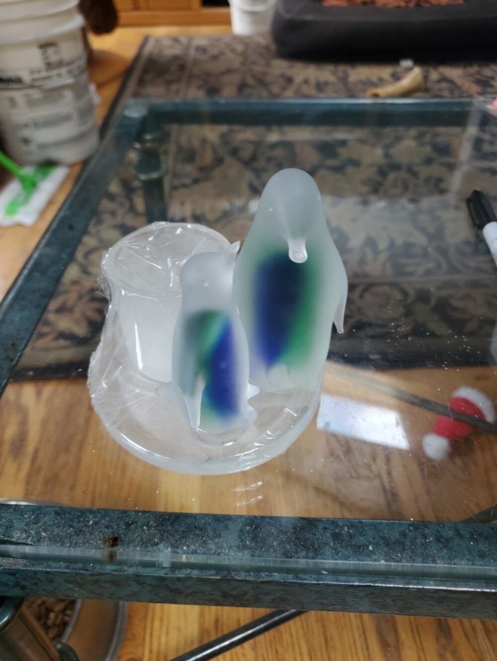 Party Lite Mom & Baby Frosted Votive Candle Holder 5" Tall
